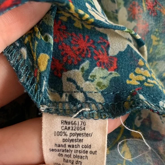 Urban Outfitters Pins and Needles Teal Floral Sheer Blouse size Medium EUC - Picture 5 of 5